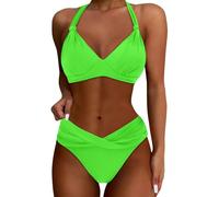 2025 Costume da bagno da donna a due pezzi Push Up Bikini Set Costume da bagno Vintage G Unit Tank Top, verde, L