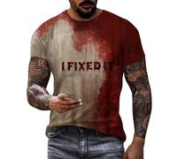 2025 Costume Halloween Donna Unisex Casual Maglietta Uomo Manica Corta e Sanguinata Stampa Lettera di Halloween Girocollo, Maglietta Grafica Per La Vita Quotidiana e Moda Strada, Brick Rot2, 3XL