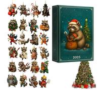 2025 Countdown Calendar Raccoon Ornaments | 24 giorni 2D Acrilico Ornament Decor | Christmas Raccoon Advent Countdown For Home Christmas Tree Car Rearview Mirror Wall Window Family Friends