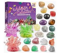 2025 Crystal Advent Calendar - 24-Day Gemstone Countdown, Natural Rocks & Minerals, Raw & Tumbled Crystals for Crystal Grids, Unique Gift for Teens & Adults(#B)