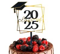 2025 Decorazioni per cupcake | Akryl Laurea Cupcake Toppers - Nero E Oro Buon Celebrazione Casa Aula Scuola Università Asilo Scatola Fotografica