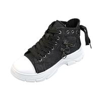 2025 Denim Canvas High Top Scarpe da donna per la primavera e l'estate traspirante suola spessa altezza crescente scarpe casual sport stivali corti stivaletti da donna stivaletti e punta aperta, Altro