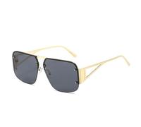 2025 designer 2024 Neue modische randlose quadratische Sonnenbrille für Herren und Damen, Halbrandlose Brillen, UV400, C1 Goldgrau, 144 x 148 x 53 mm