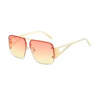 2025 designer 2024 Neue modische randlose quadratische Sonnenbrille für Herren und Damen, Halbrandlose Brillen, UV400, C2 Rosa Gelb, 144 x 148 x 53 mm