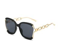 2025 designer di lusso occhiali da sole quadrati per le donne UV400 catena retrò telaio in metallo sfumature occhiali da sole estivi per donna, nero, taglia unica