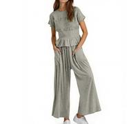 2025 Donna Moda Primavera Ed Estate Stile Britannico Casual Mid Vita Harem Pantaloni Set Giacca Lunga, Grigio, XL