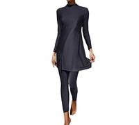 2025 Donne Estate Burkini Musulmani Costumi Da Bagno Femminile Set Due Pezzi Costume Da Bagno A Maniche Lunghe Spiaggia Costume Da Nuoto con Pieghe Pantaloncini Da Donna 3, Blu, XL