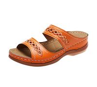 2025 Donne Estate Tinta Unita Slip On Casual Open Toe Zeppe Fondo Morbido Traspirante Pantofole Scarpe Sandali Nove Sandali per le Donne Taglia 8, Arancione, 37.5 EU
