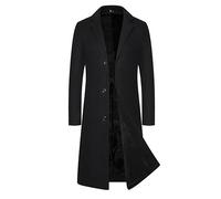 2025 e cappotto di lana da uomo invernale nel cappotto lungo in tinta unita cappotto spesso da uomo trench per, Nero , L