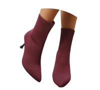 2025 Europa gli Stati Uniti commercio estero per lo spessore con stivali rotondi dopo la cinghia modelli classici stivaletti stivali corti stivali alluce scarpe da donna impermeabili, Vino, 37 EU