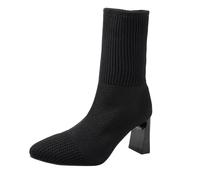 2025 Europa gli Stati Uniti commercio estero per lo spessore con stivali rotondi dopo la cinghia modelli classici stivaletti stivali corti scarpe da donna Carina, Nero , 37 EU