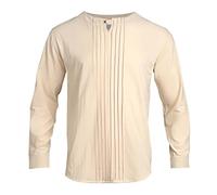 2025 Europa gli Stati Uniti Girocollo Inverno Manica Lunga Tinta unita Lino Design Europa gli Stati Uniti Uomo Casual Sport Shirt Camicie da uomo S, cachi, L