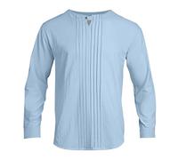 2025 Europa gli Stati Uniti Girocollo Inverno Manica Lunga Tinta unita Lino Design Europa gli Stati Uniti Uomo Casual Sport Shirt Camicie da uomo S, Azzurro, L