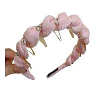 2025, fascia per capelli alla moda a forma di U con denti ondulati intrecciati, fascia per capelli antiscivolo da donna (S8 polvere, taglia unica)