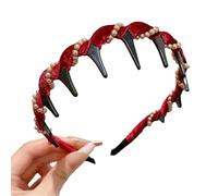 2025, fascia per capelli alla moda a forma di U con denti ondulati intrecciati, fascia per capelli antiscivolo da donna (S10 rosso, taglia unica)