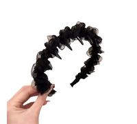 2025, fascia per capelli alla moda a forma di U con denti ondulati intrecciati, fascia per capelli antiscivolo da donna (S3 nero, taglia unica)