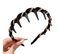 2025, fascia per capelli alla moda a forma di U con denti ondulati intrecciati, fascia per capelli antiscivolo da donna (S10 nero, taglia unica)