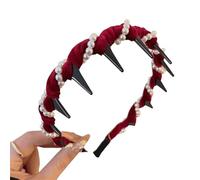 2025, fascia per capelli alla moda a forma di U con denti ondulati intrecciati, fascia per capelli antiscivolo da donna (S11 rosso, taglia unica)