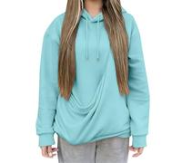 2025 Felpa con cappuccio da donna gatto inverno caldo alla moda felpe traspiranti tasca canguro per indossare un gatto con cappuccio tasca canguro felpe con cappuccio top da donna economici, Blu cielo