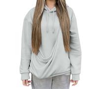 2025 Felpa con cappuccio da donna gatto inverno caldo alla moda felpe traspiranti tasca canguro per indossare un gatto con cappuccio tasca canguro felpe con cappuccio top da donna economici, grigio