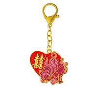 2025 Feng Shui 9 code Fox Love Leychain Happy Love Fox Portachiavi, Rosso, 11.3*5.3*4.8cm
