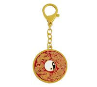 2025 Feng Shui "Yang More Than Yin" specchio portachiavi drago fenice specchio portachiavi w5647, Rosso, 11.4*4.5*5cm