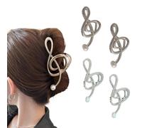2025 Fermaglio Per Capelli a Forma di Chiave di Violino, Nota Musicale G Clef, Design Unico, Fermaglio ad Artiglio (4 Pcs E,One Size)