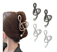 2025 Fermaglio Per Capelli a Forma di Chiave di Violino, Nota Musicale G Clef, Design Unico, Fermaglio ad Artiglio (4 Pcs F,One Size)