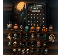 2025 Figurine Dell'avvento di Halloween, Calendario Dell'avvento con 31 Notti di Paura e Giocattoli Misteriosi, Action Figure a Sorpresa, Decorazioni Appendiabiti per Bambini, Regali di Hallo 31 days