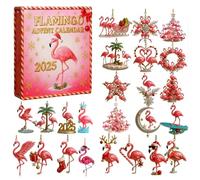 2025 Flamingo Avvent Calendar-24 Flamingo unica natale, decorazioni a tema flamingo festivo per l'albero delle vacanze, regalo di Natale per amanti e collezionisti di fenicotteri (1Pcs)