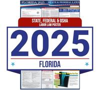 2025 Florida State and Federal Labor Law Poster - OSHA Workplace Compliant - Mandatory Regulations Posting for Employees - Required Compliance Posting 16" x 40" Laminated (1PACK)