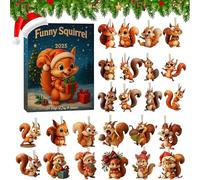 2025 Funny Squirrel Advent Calendar - 24 Day Christmas Countdown with 2D Acrylic Squirrel Ornaments, Realistic Design Squirrels Advent Calendars for Xmas Tree, Home Decor & Holiday Gifts (1PC)