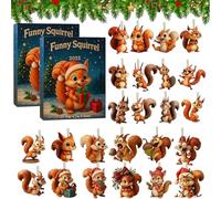 2025 Funny Squirrel Advent Calendar - 24 Day Christmas Countdown with 2D Acrylic Squirrel Ornaments, Realistic Design Squirrels Advent Calendars for Xmas Tree, Home Decor & Holiday Gifts (2PCS)