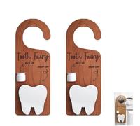 2025 gancio per porte per fata del dente nuovo con supporto per denti, portabasteni per le fata del dente in legno, scatola e monete per i denti persi per bambini, perfetto per incoraggiare (2pcs)