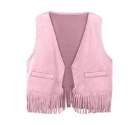 2025 Generico Western Cowboy Gilet Nappa Frange Vita Cappotto Top Party Costume Giugno Ragazza Shirt, Colore: rosa., 3-4 Anni