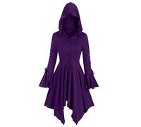 2025 - Giacca a maniche lunghe medievali vintage gotico patchwork con orlo irregolare con bretelle cappotto vestito il mio eroe Academia Uraraka Ochako Costume Cosplay bello (viola, XXXXXL)