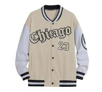 2025 Giacca da uomo Primavera E Autunno Moda High Street Bello Giovani Uomini Giacca da Baseball Uomo Sciolto Casual Caldo Cappotto Inverno, Beige, L