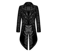 2025 Giacca Steampunk Frack Uomo Vendita, Doppiopetto Cappotto Da Uomo Gotico Tailcoat Irregolare Vittoriano Palazzo Abito Jacquard Cappotti Slim Fit Frac Medievale Smoking per Halloween Carnevale