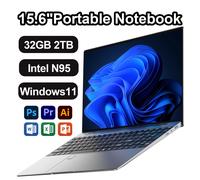 2025 HOT 15.6 "Laptop portatile 32GB DDR4 2TB SSD Intel N95 7500mAh Windows11 Office Notebook Pc Gamer con impronta digitale retroilluminata