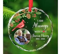 2025 I Am Always with You Ornamento in vetro, personalizzato qualsiasi immagine Cardinale Memorial Christmas Keepsake, in Loving Memory Glass Ornament 2025, Personalizzato Nome e Anno Ornamenti per