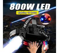 2025 Il più nuovo potente lampada frontale a LED 800W LED Sensore IR Faro ricaricabile 3500M Torcia frontale super luminosa Lanterna da pesca