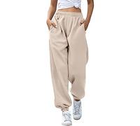 2025 Inverno Autunno Donna Pantaloni della tuta Pantaloni Joggers Pantaloni Allenamento Vita Alta Yoga Pantaloni con Tasche, Beige, S
