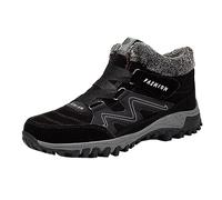 2025 Inverno Caldo Peluche Grande Dimensione Suola Spessa Uomini Stivali Da Neve Coppia Mid Top Cotone Scarpe Sportive Bianche Scarpe Da Uomo Sneakers Alto, Nero , 43 EU