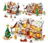 2025, kit di costruzione per casa di pan di zenzero, con luce, 3 modalità di stile, borgo di Natale, con albero di Natale, treno, blocchi di Natale per adulti, bambini, anni 6 + (1477 pezzi)