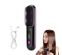 2025 Le nouveau Noir Brushe Blyss Lisseur Sans Fil, Lisseur Sans Fil, Brosse Lissante Sans Fil, Brusho Hair Pro, Brosse à Lisser Sans fil, 2 en 1 Fer à Lisser à ions Négatifs, Mini Lisseur Portable