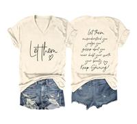 2025 Let Them Misunderstand You Tees Camicie per le donne Scollo a V Palestra Estate Top allentato Carino T-shirt alla moda Casual Uscire Divertente Lettera Grafica Maglietta da donna Maglietta a