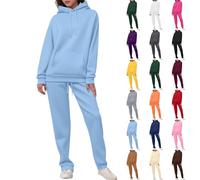 2025 Lounge Wear Set per le Donne UK Tuta Set Completo Indossare 2 Pezzi Donna Autunno Pile Tute Comfort Manica Lunga Felpa Cappotto Top Pantaloni Moda Autunno Inverno Abbigliamento, A01-Azzurro, M