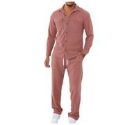 2025 Maglietta da uomo a maniche lunghe con risvolto solido, casual, per le vacanze, per l'inverno, Colore: rosso, XL