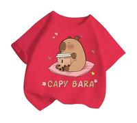 2025 Maglietta estiva a maniche corte da ragazza con scollo rotondo casual, top stampato per la vita di tutti i giorni a scuola giocare all'aperto maglietta comoda, rosa intenso, 12- 14 anni