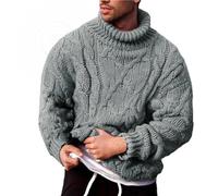 2025 Maglione Collo Alto Uomo Manica Lunga- Maglione Caldo Vintage Casual Morbido Tinta unita Torsaded Sweater Taglio Ampio Chic Confortevole Tutti I Giorni Versatile Autunno Inverno Maglione